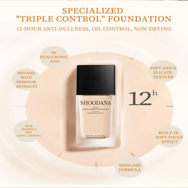 SHOODANA Professional Grade Full Coverage Liquid Foundation Vegan High Quality Matte Moisturizing 30ml Private Label Services