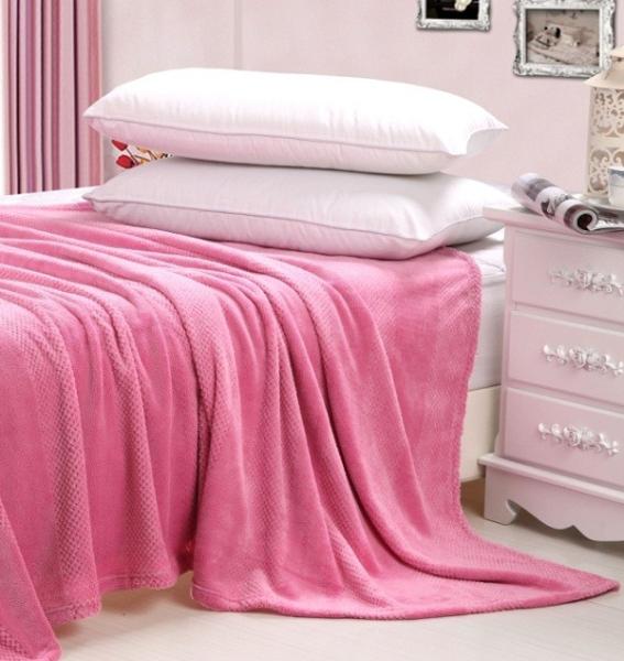 Plain Style Cozy Soft Flannel Bed Blanket Jacquard Anti - Pilling Multi Color Available