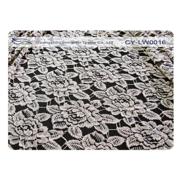 Breathable Cotton Nylon Lace Fabric , Flower Lace Fabric OEM / ODM CY-LW0016