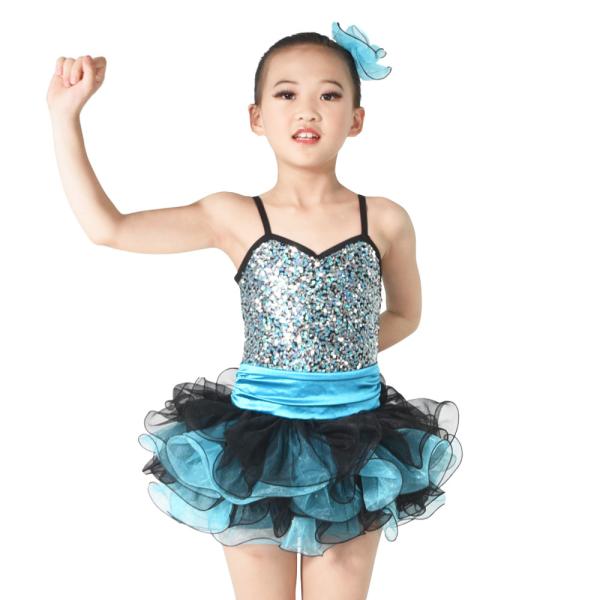 Endearing Dance Competition Wear Sweetheart Bodice Blue Short Dresses , Neck Collar Bodice Layered Frill Dress