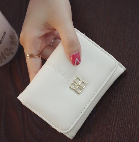 2016 new wallet female short paragraph Korean retro fashion simple women's triple buckle