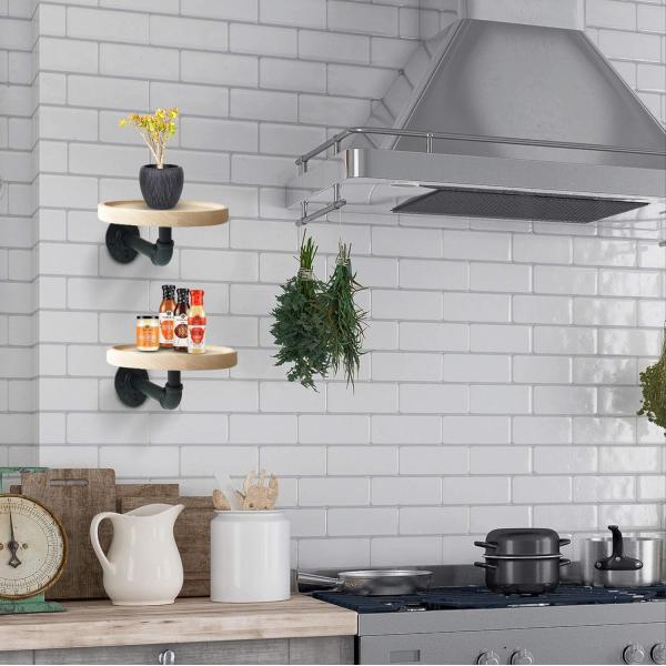 Mail Packing N Small Round Floating Solid Wood Corner Shelves for Household Room Decor