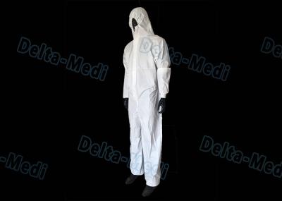 White SF Disposable Hooded Coveralls , Anti Water Disposable Safety Coveralls