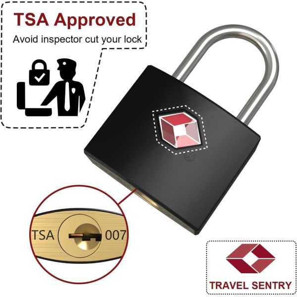 TSA Brass Luggage Locks with Keys Anti-Theft Padlock RARLUX Model TSA9020 for Suitcases Gym Lockers Laptop Bags Travel Etc