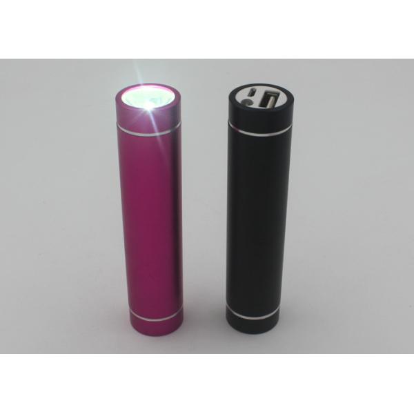 Black / Pink Cylindrical Micro USB Power Bank With Logo Printing CE ROHS