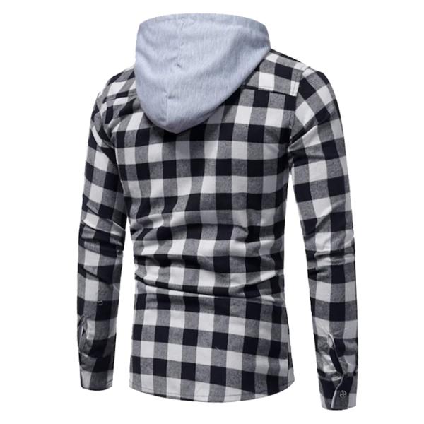 Latest design custom long sleeve 100%cotton flannel shirts casual men hooded plaid shirts