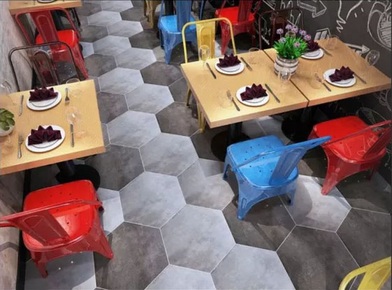 520*600MM Hexagon Bathroom Wall Tiles Mix Color Anti - Fouling And Easy Cleaning