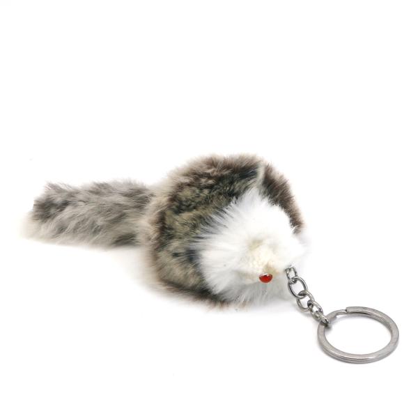 White Alloy Cute Doll Keyring Gray Frisco Furry Mouse shape OEM