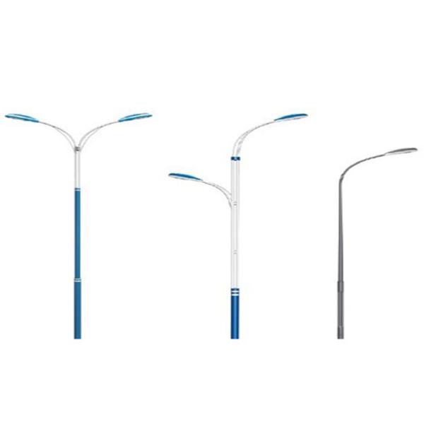 8m Height Street Light Pole 1m Double Arm Parking Lot Lighting Pole 3mm Thickness