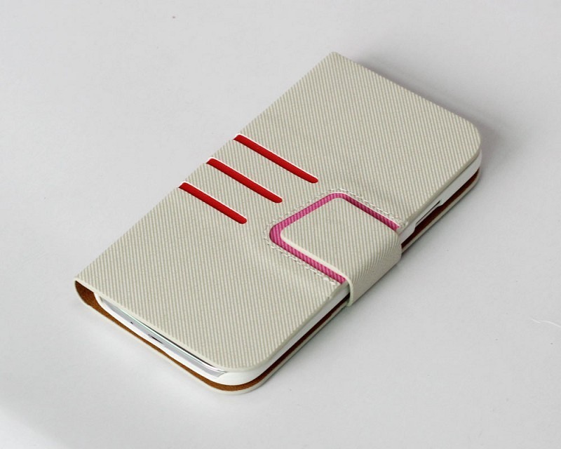 White PU Leather Wallet Case For Samsung Galaxy S4 With Sleep Fuction