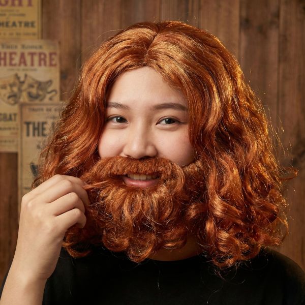 Realistic Red Beard Viking Latex Mask, Full Head Adult Costume Mask for Halloween Cosplay, Medieval Warrior Themed Party, LARP Masquerade & Role Play Events