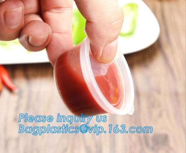 Custom printed clear transparent disposable PET plastic source cup bowl,0.75oz Disposable clear plastic PP Sauce Cup pac
