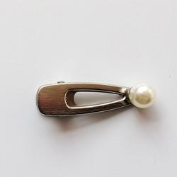 Gold small metal hair clips for thick hair clutcher Geometric pearl hair claw  5.2x1.5cm
