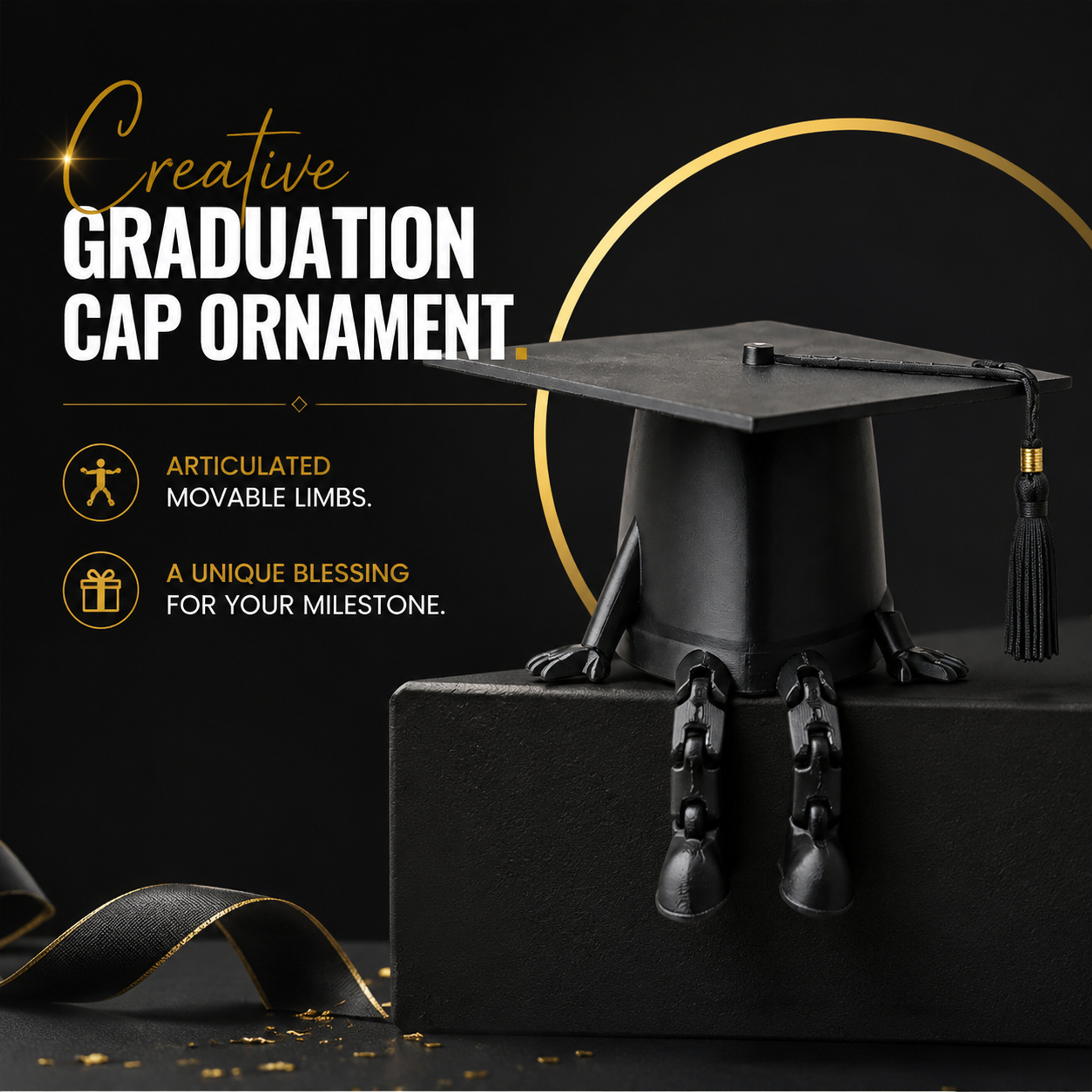 Layer 300 Microns Custom 3D Printing Movable Joint Graduation Cap Ornament