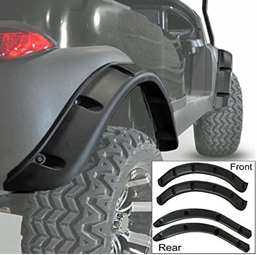 Front And Rear Golf Cart Fender Flares Black Plastic With Mounting Hardware