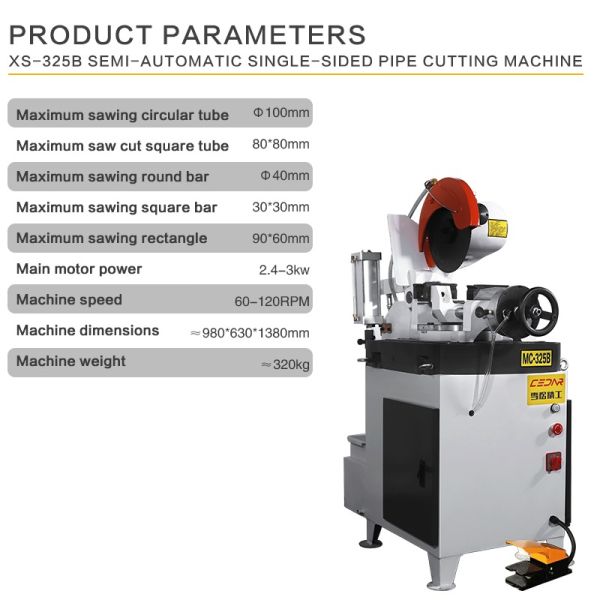 325B Semi Automatic Pipe Cutting Machine Pneumatic Circular Saw Cutter Metal Pipe Cutter