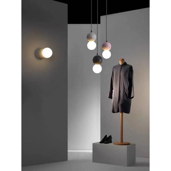 Pink And White Painting Simple Nordic Mordern Light Ball Chandelier Led Cement Wall Lamp Light Glass Balls