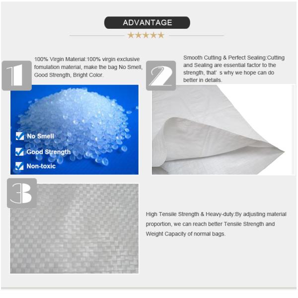 Size Custom PP Woven Bags 50kg / Virgin Polypropylene Rice Bags For Packaging