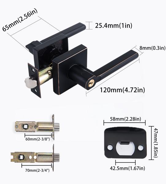 Zinc Alloy Door Lock Triple Lever Lock Adjustable Plating Handle Lock Passage Door Lock Keyless Stainless Steel Door Han