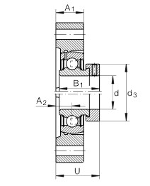 INA FLCTE12 FLCTE12-XL Material de hierro fundido de dos tornillos, rodamiento de bolas de bloque de almohada con brida
