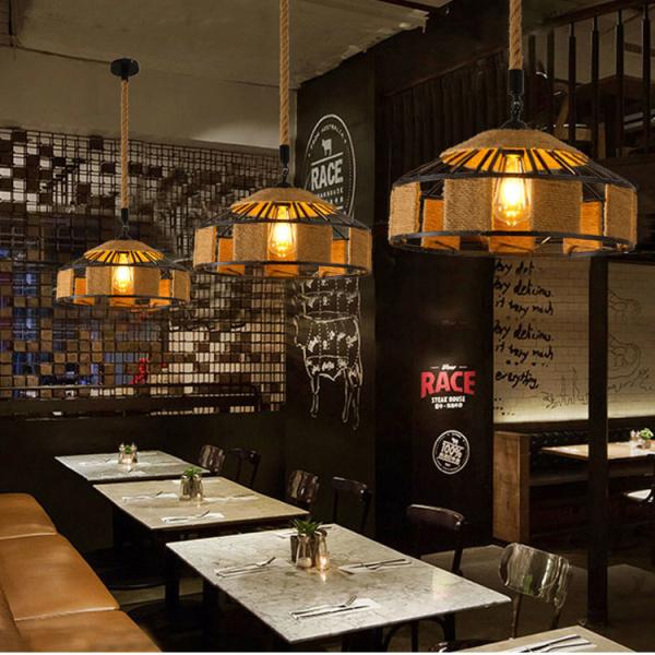 Loft  Rope Chandelier Lighting Industrial Vintage Lamp Clothing Store Restaurant Light(WH-VP-145)