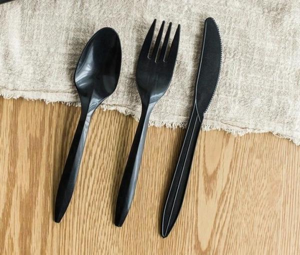 Plastic Sleeve Cutlery Set Customized Logo Buffets PS Disposable Spoon Fork and Knife