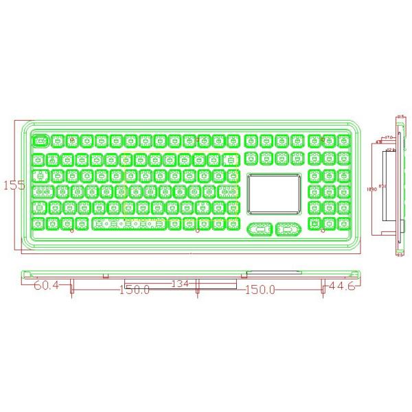 Красный цвет осветил 108 клавиатуру ruggedized ключами полную с touchpad для медицинской
