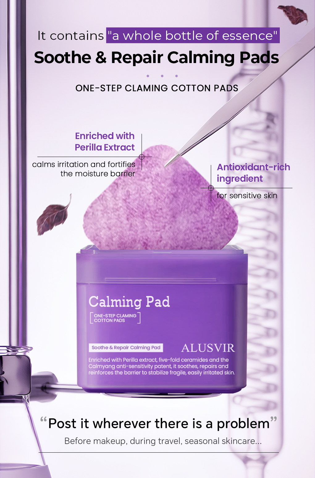 OEM ODM Brand Skincare Perilla Ceramide Soothing Hydrating Toner Facial Mask Hydrating Cleansing Pad Facial Mask