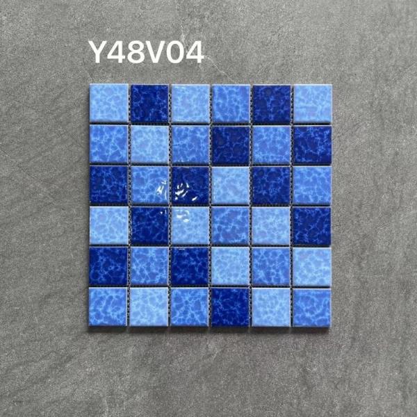 Wholesale Price Wave Surface Blue Ceramic Mosaic Swimming Pool Tiles From Foshan China