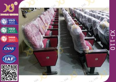 Red Church Hall Theater Room Seating With Row Number Rubber Wood Arm Rest