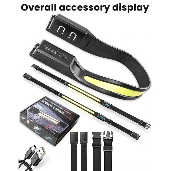 Cross-border COB Strong Light Maintenance Silicone Work Lamp USB Charging Outdoor Camping Built-in Battery Chest Running Lamp