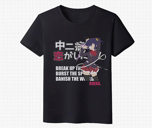 Black Anime Cartoon Printing Sublimated Men Tee Tops