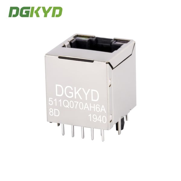RJ45 vertical connector Gigabit industrial grade Ethernet port with light and shielding DGKYD511Q070AH6A8D