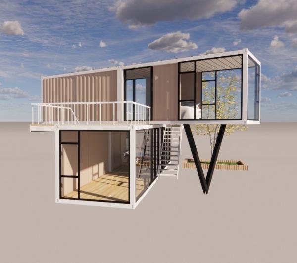 20 pieds ou 40 pieds de design de luxe deux couches appartement logement fabriqué maison de conteneur portable avec fenêtres en alliage d'aluminium