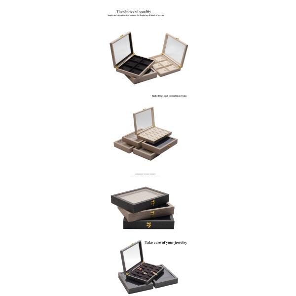 Flip Open PU Leather Jewelry Display Box Multiple Compartments with Mirror