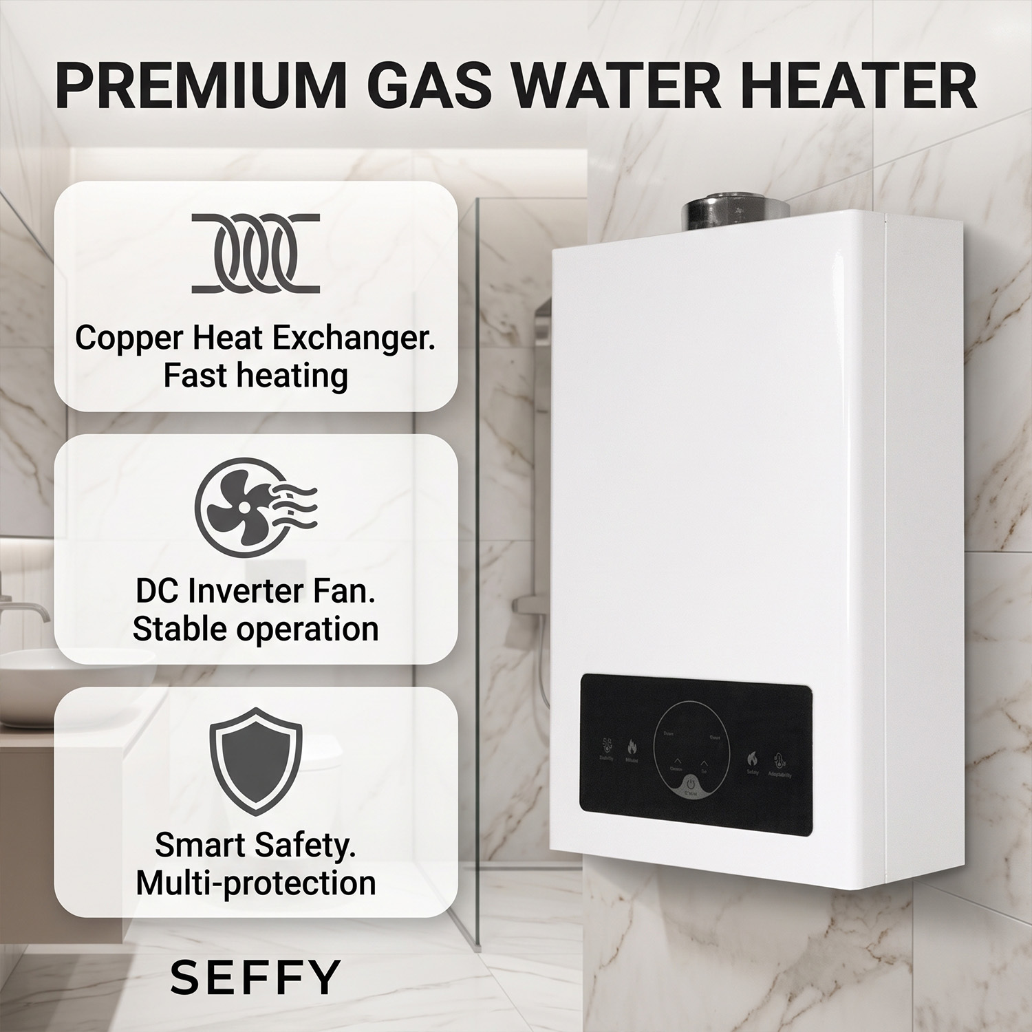 SEFFY Wall Mounted LPG Gas Water Heater Factory Direct Tankless Instant Boiler for Home