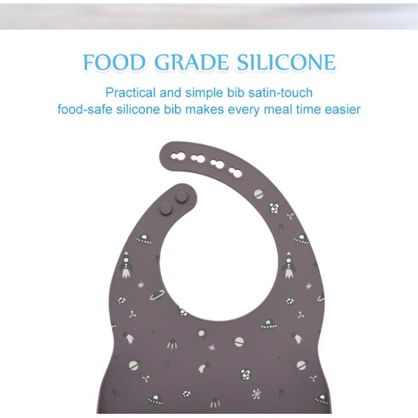 Cartoon BPA Free Baby Eating Bib Waterproof Silicone Catch Bib