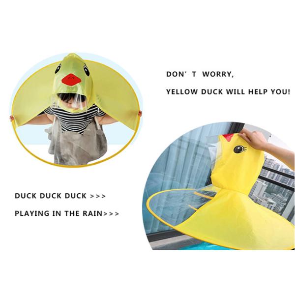 UFO Childrens Waterproof Raincoats , Yellow Duck Raincoat Outdoor Rain Gear For Kids
