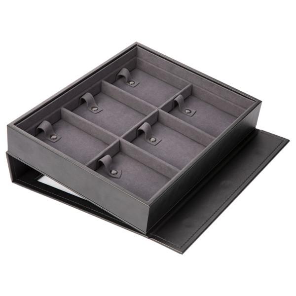 Black Leather Jewelry Storage Box , Jewelry Display Carrying Case Eco - Friendly