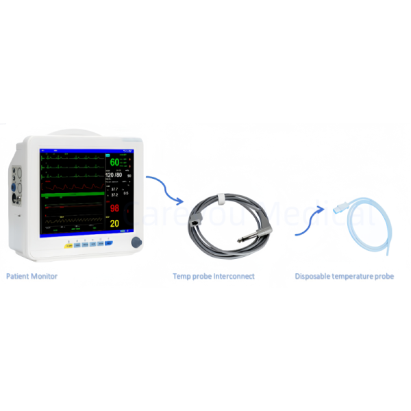 Medical Temperature Probe Cable for Monitor Body Temperature Alcohol Disinfecting Type CE Certified Class II 2.4m