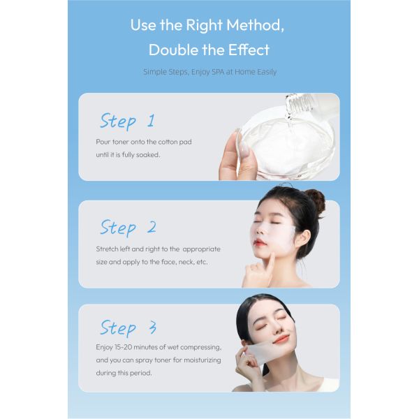 Absorbent Stretchable Cotton Makeup Pads Toner Application and Wet Compress Use