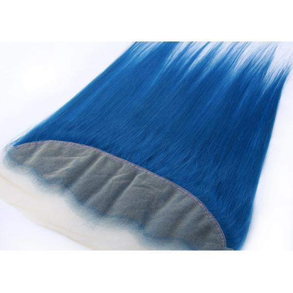 Dark Blue Human Hair Virgin Lace Frontal 16