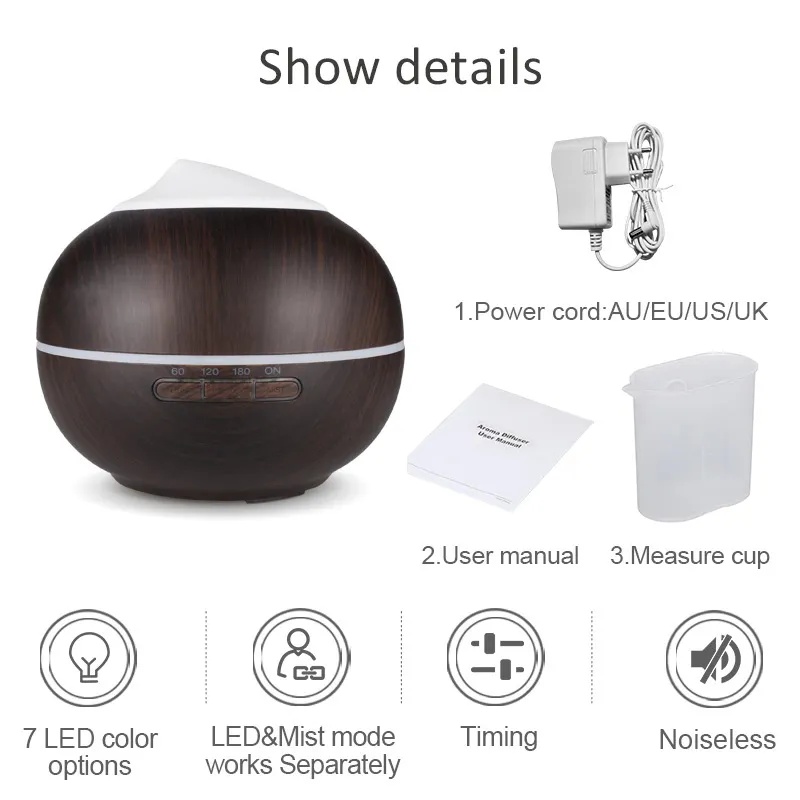 Shenzhen Factory Ultrasonic Essential Oil 200ml Wood Grain Aroma Diffuser