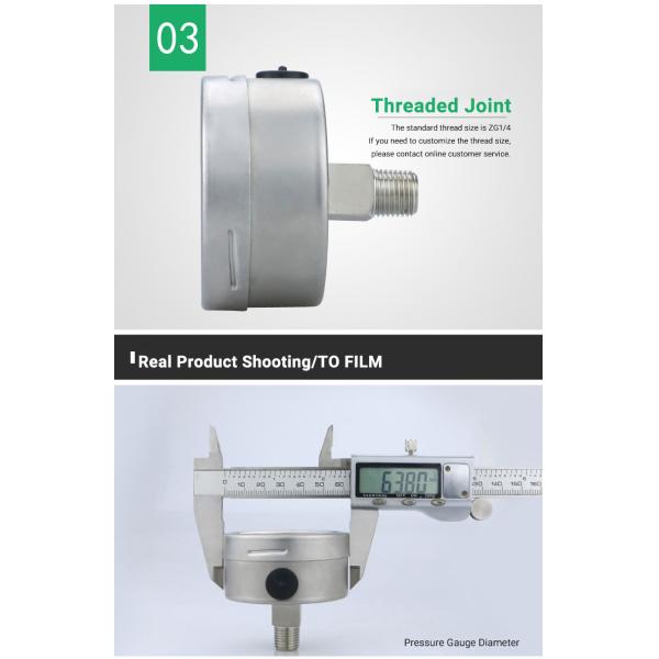 Back-Mounted 60mm Stainless Steel Bourdon Tube Pressure Gauge with Customized OEM Support