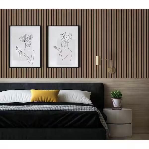 MQ Acoustic Wood Wall Panels for Interior  PET Felt Board Wooden Acoustical Slat Panel For Interior Decor 600*2400mm
