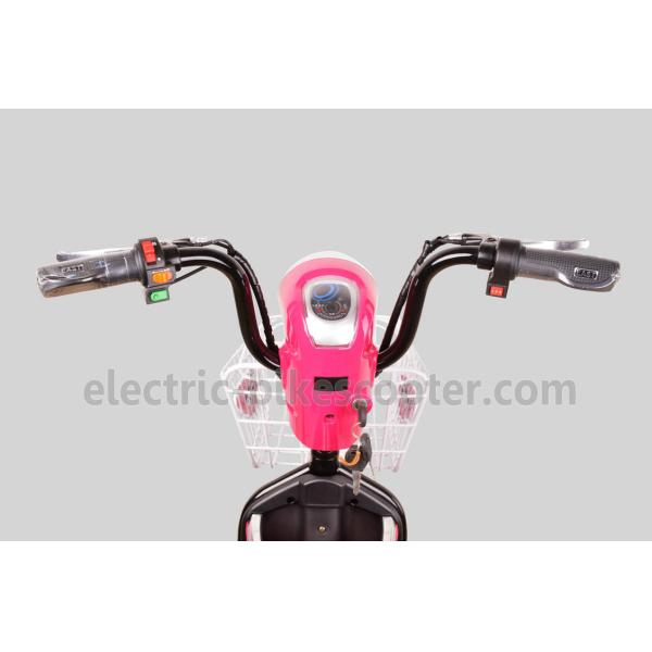 2 Wheel Pedal Assist Electric Bike Pink 48V 20Ah Lead Acid Gel Battery Suspension Fork