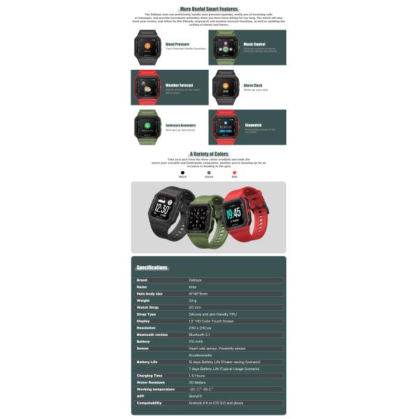 ПРИЛОЖЕНИЕ Gloryfit дозора Zeblaze разрешения RTL 8762C 240*240 умное