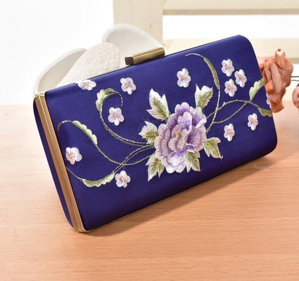 European and American vintage handmade embroidered peony high-grade hand clutch evening bags