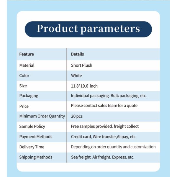 Wholesale Custom Rectangle Pillowcase Blanks Pure White Short Plush with Heat Press Print for Home or Hotel Use