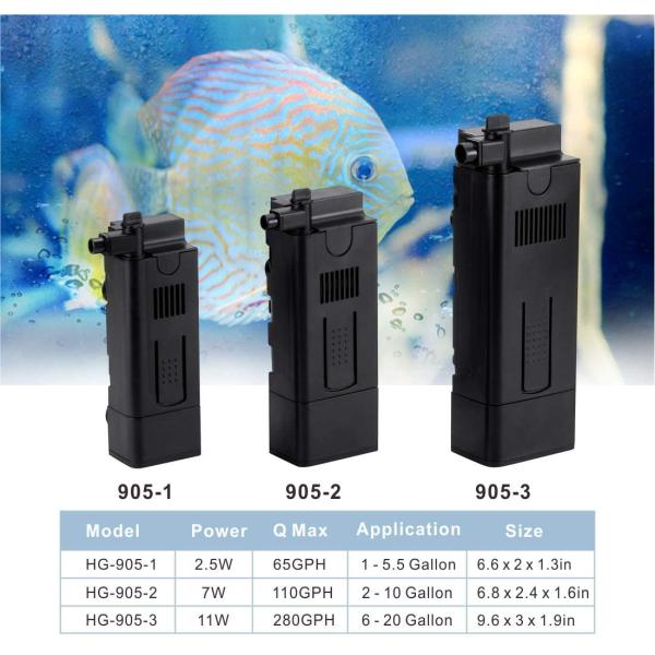 280GPH Aquarium Water Filter For 10 Gallon Tank